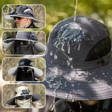 2025 New Ultralight Solar Fan Sun Hat, Wide Brim Solar Fan Hat Outdoor Fishing, Men Rechargeable UPF50+, Waterproof (H)