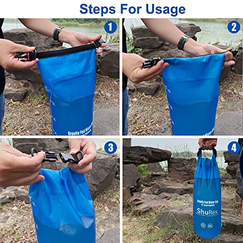 Gravity-Fed Water Bag for Sawyer Survival Water Filter Straw, 1.5 Gal Large Gravity Water Bladder Compatible with LifeStraw and Other Water Filter Straw, Foldable, BPA-Free (6L)