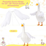 Abbylike 2 Pcs Poseable Goose Wings for 23”- 28" Porch Lawn Goose Outfit Accessories Poseable White Wings for Outdoor Patio Yard Lawn Art Decoration (Rippled Edge)