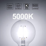 ENERGETIC SMARTER LIGHTING 5W Dimmable G25 LED Edison Light Bulb, G25 (G80) Globe Bulb, 60W Equivalent, 5000K Daylight, Christmas Light, E26 Standard Base, ETL Listed, 6-Pack