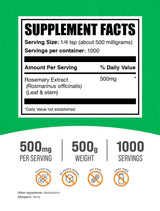 BulkSupplements.com Rosemary Extract Powder, from Rosemary Herb - Herbal Supplement, Gluten Free, 500mg per Serving, 500g (1.1 lbs) (Pack of 1)