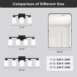 FonmYim Black Bathroom Light Fixtures, 3-Light Modern Vanity Light Over Mirror, Wall Sconces with Milky White Frosted Glass Shades, E26 Socket (Bulbs Not Included)