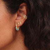 MYEARS Women Earrings Gold Huggie Hoop Dangle Dots Tassel Turquoise 14K Small Simple Hypoallergenic Everyday Jewelry
