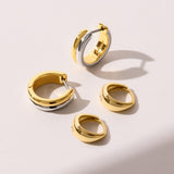 Ana Luisa Asher Huggie Hoop Earrings for Women - Silver & Gold Mixed Metal