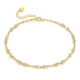 BYBAIZ 14K Gold Anklets for Women Gold Ankle Bracelets for Womens Anklets Ankle Bracelets for Women Evenly Spaced Cubic Zirconia with Delicate Brilliance Anklet Bracelet for Womens