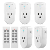 BN-LINK Wireless Remote Control Electrical Outlet Switch for Lights, Fans, Christmas Lights, Small Appliance, Long Range White (Learning Code, 5Rx-2Tx) 1200W/10A