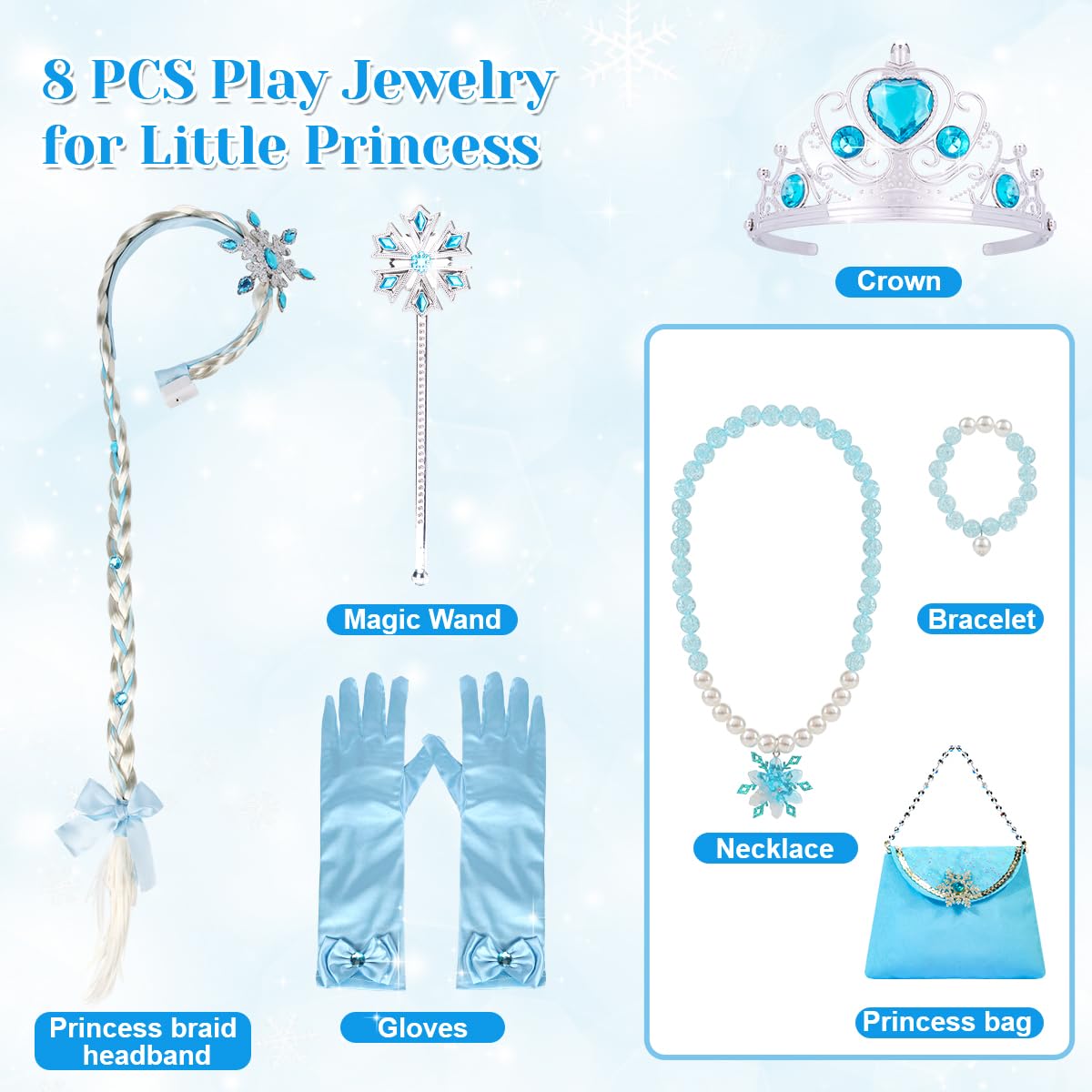 Meland Princess Dress Up for Girls – Light Up Halloween Costume for Girls Age 3-10, Princess Toys for Christmas Birthday Gift(S,3-4 Years)