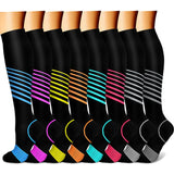 CHARMKING Compression Socks for Women & Men (8 Pairs) 15-20 mmHg Graduated Copper Support Socks are Best for Pregnant, Nurses - Boost Performance, Circulation, Knee High & Wide Calf (L/XL, Multi 34)