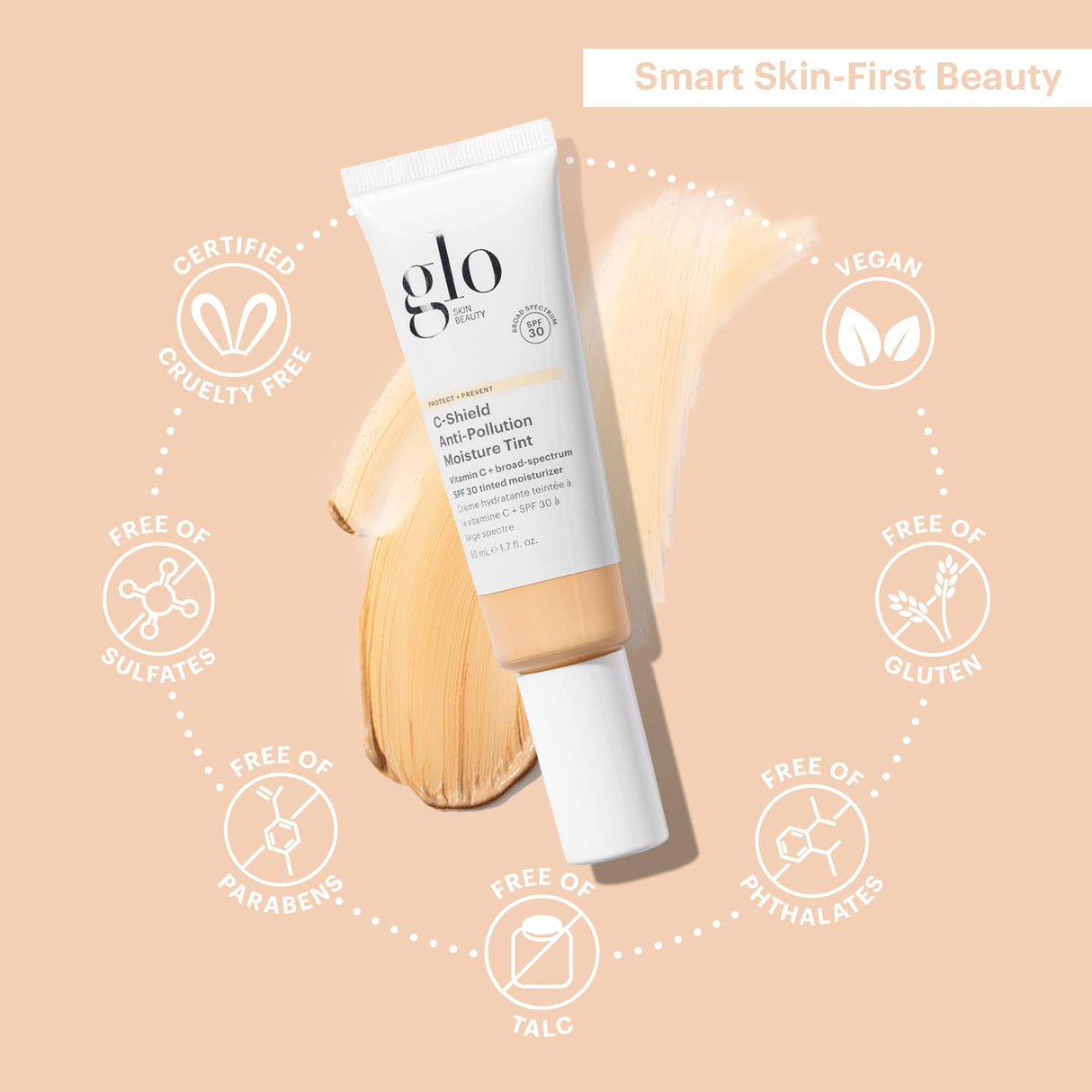 Glo Skin Beauty C-Shield Anti-Pollution Moisture Tint - Tinted Moisturizer With SPF 30 for Face, Broad Spectrum Protection & Vitamin C, 1.7 Oz (2N-Light)
