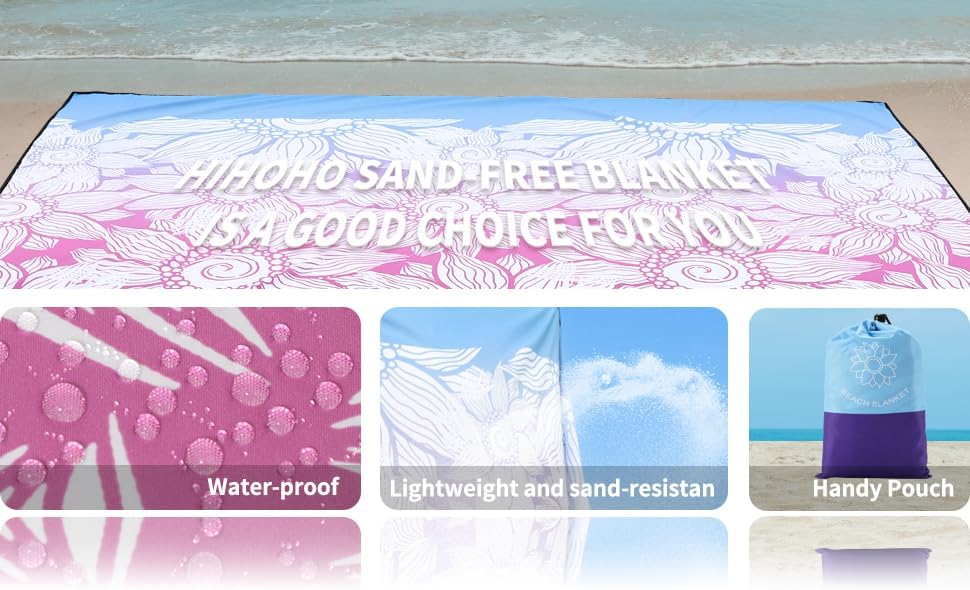 Beach Blanket Waterproof Sandproof Extra Large Beach Mat 79" X 83"/120"x108"for 1-8 Adults Quick Drying Durable Outdoor Picnic Mat for Beach Travel Camping Hiking