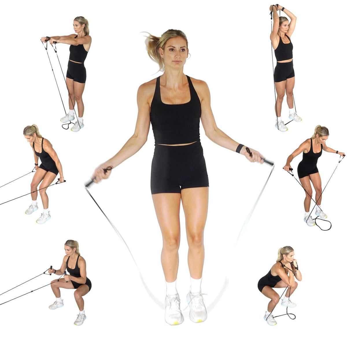ResistaRope - A 2-in-1 Resistance Band & Jump Rope - The Ultimate Full Body Workout: Cardio and Strength and Resistance Training - Short