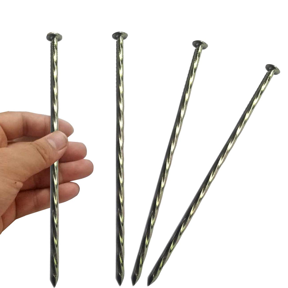 50 Pack 8" Spiral Galvanized Garden Stakes,Landscape Anchoring Spikes