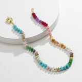 KissYan Beaded Gemstone Necklace for Women, Colorful Boho Bead Choker Natural Stone Surfer Beach Necklaces 14K Gold Plated Summer Handmade Jewelry(B08)