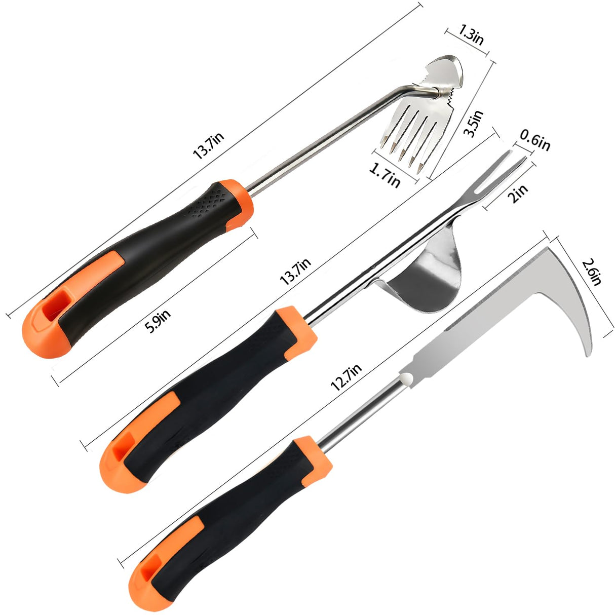 DWULCX 3 Pack Manual Weed Puller Tool, New Garden Stainless Steel Weeder Tool Hand Weeder Tool,Multi-Purpose Weed Remover Tool Weeding Tools for Gardening(Rubber Handle)