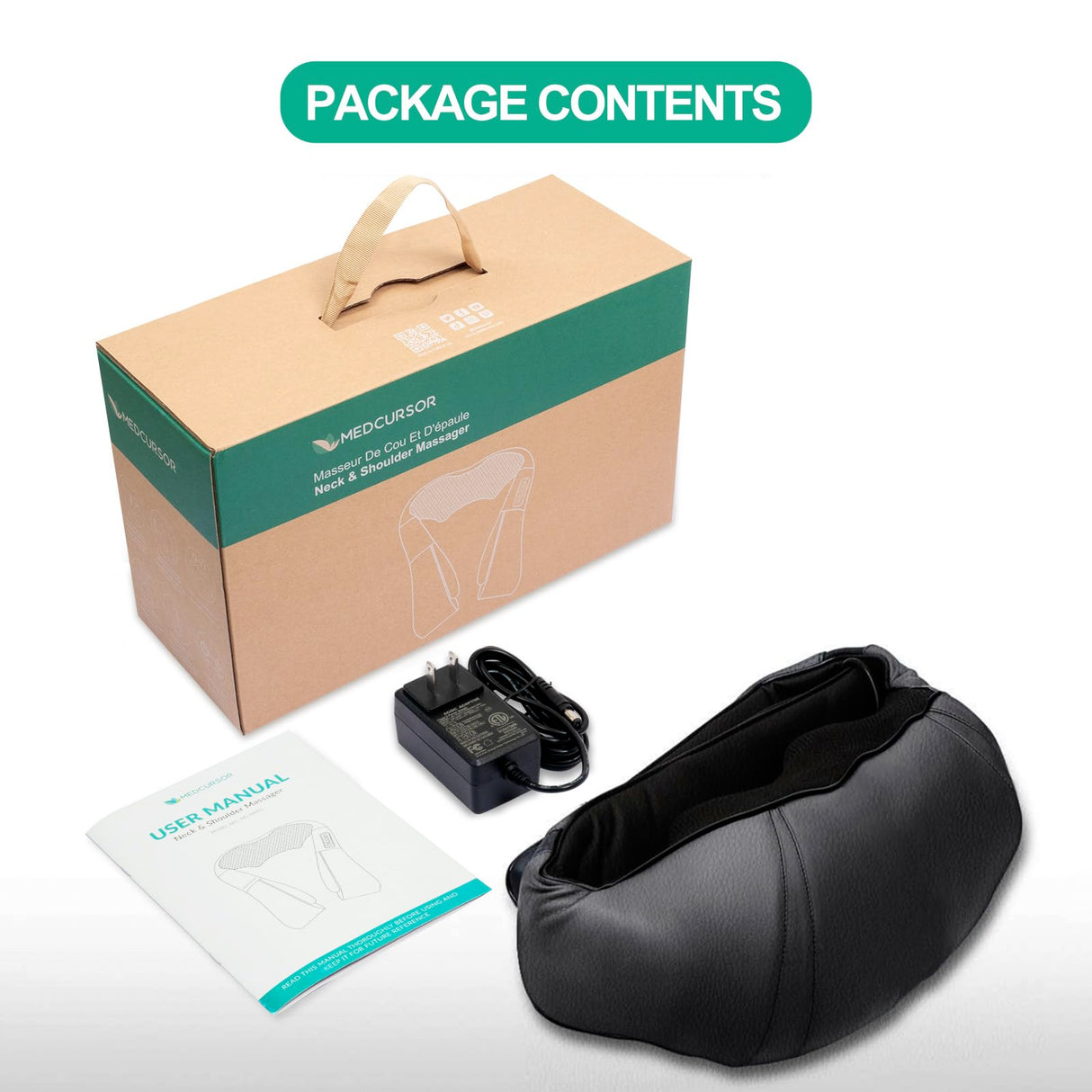 Medcursor Neck Massager, FSA or HSA Eligible, Electric Neck and Back Massager with Heat, Portable Deep Tissue 3D Kneading Pillow for Muscle Pain Relief, Mothers Day Gifts (NOT Cordless)