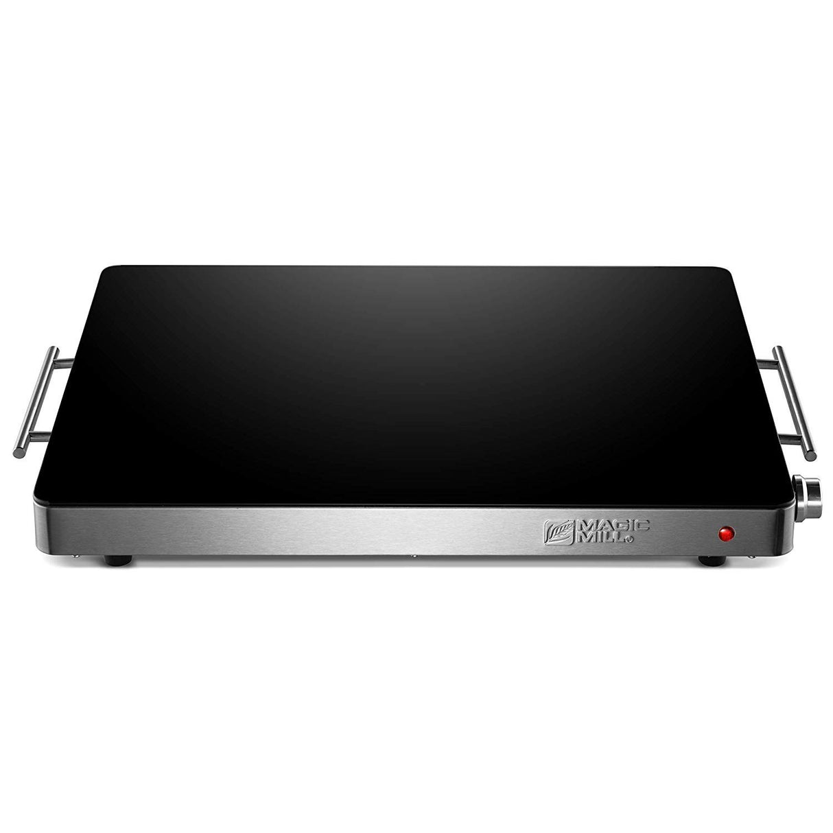 Magic Mill Large Electric Glass Top Food Warming Tray Buffet, Keep Your Food Hot During Holiday Parties, Adjustable Temperature Control, Stay-Cool Handles, Modern Stainless Steel Design, ETL Approved