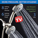 Hotel Spa AquaCare As-Seen-On-TV High Pressure 48-setting Rain & Handheld 3-way Shower Head Combo - Anti-clog Nozzles/Tub, Tile & Pet Power Wash/Extra Long 6 ft. Hose/All Chrome Finish