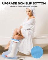 DNEOUXI Waterproof Extra Wide Leg Cast Cover for Shower, Extra Large Watertight Foot Protector Cover with Non-Slip Bottom for Plus Size Adults Surgery Casts Boots, Fits Leg Size 10"-29"
