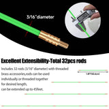 FTIHTRY 45FT Fiberglass Running Electrical Wire Cable Glow Rods Wire Pulling, Fish Rods Electrical Kit with 8 Different Attachments and Fish Tape Wire Puller Kit