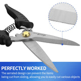 stedi 8.2-inch Multipurpose Heavy Duty Scissors, Extended & Reinforced Ultra Sharp Blades with Finely Serrated, High Carbon Stainless Steel Shears for Household Pruning, Office, Gardening, Black