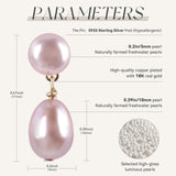 Mini Pearl Drop Earrings for Women - Petite Pink Double Pearl Studs (5mm Top + 10mm Drop), Real Freshwater Cultured, S925 Silver Hypoallergenic Post, 18K Gold Plated Dainty Jewelry
