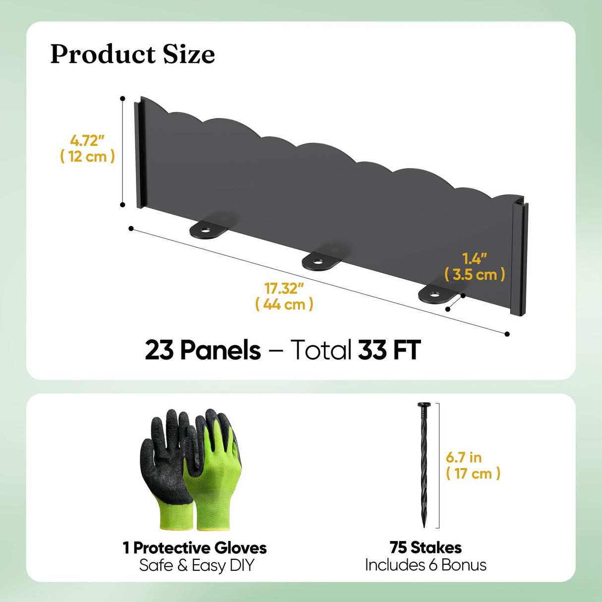 Grenebo 4.72 in x 33.2 Ft Garden Edging Border Kit, Flexible No Dig