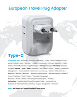 2 Pack European Travel Plug Adapter, VINTAR PD 35W Foldable Type C Adapter with 4 AC Outlets 3 USB Ports(2 USB C), Travel Essentials Charger for US to Most of Europe EU Italy Spain France
