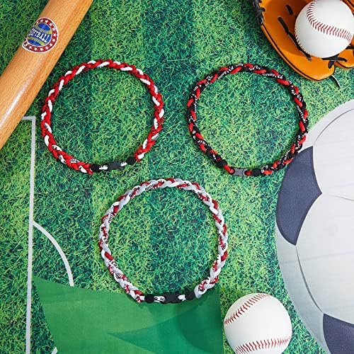 Junkin Baseball Necklaces Three Braided Rope Titanium Necklace for Team Gifts Boys Men Player Softball Fans Sports