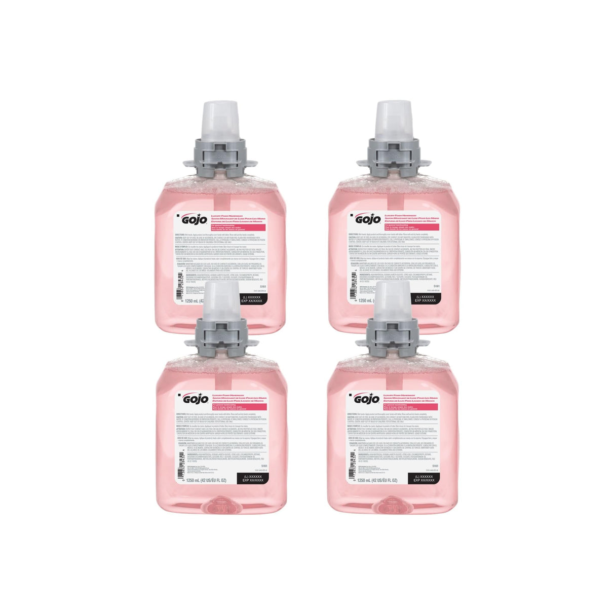 GOJO FMX-12 Luxury Foam Handwash, Cranberry Scent, EcoLogo Certified, 1250 mL Foam Soap Refill for Push-Style Dispenser (Pack of 4) - 5161-04