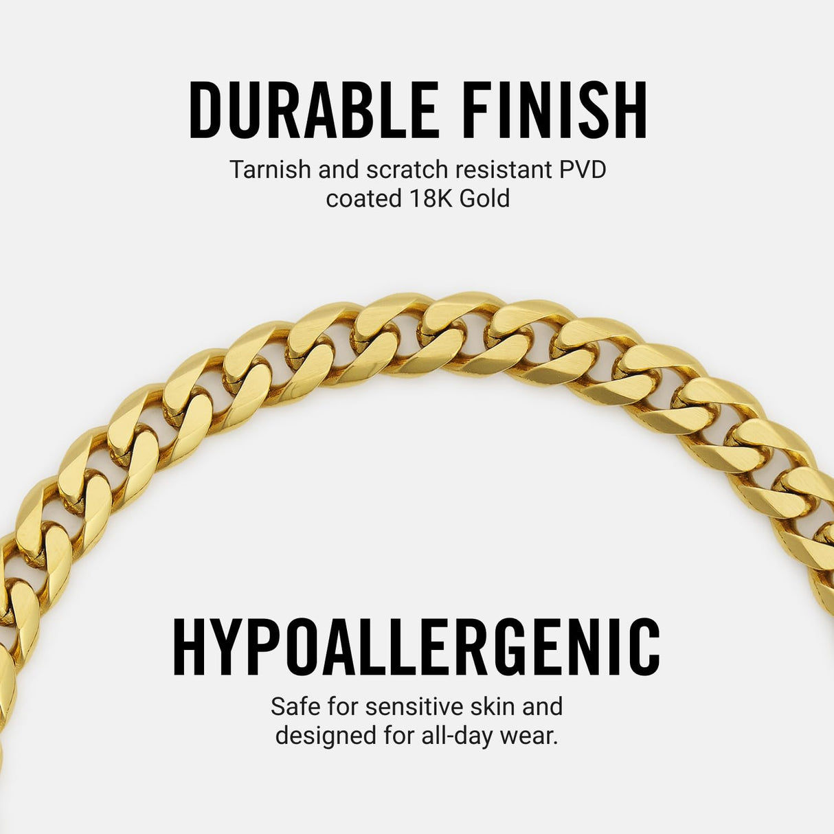 RIDGE 6mm 18K Gold Curb Bracelet for Men, Rugged and Durable Men’s Bracelet with Secure Clasp – Size M (18K Gold)