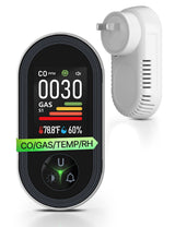 4IN1 Gas & Carbon Monoxide Detector Combination Plug in, CO Gas Monitor with Real-Time Temperature & Humidity Display, Alarm for Natural Gas, Propane