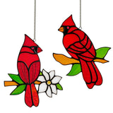 Calmpathz 2 Pcs Cardinal Stained Glass Window Hanging Suncatchers, Sympathy Gifts for Loss of Loved One, Unique Nana Grandma Memorial Gift, Bird Decor & Christmas Ornament (6 Inch)