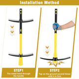 NAUKII 36 Inch Pick Mattock – Heavy Duty Rail Steel Garden Hoe with Fiberglass Handle, 2 in 1 Adze Hoe & Pick Axe for Digging, Landscaping, Yard Work, Outdoor