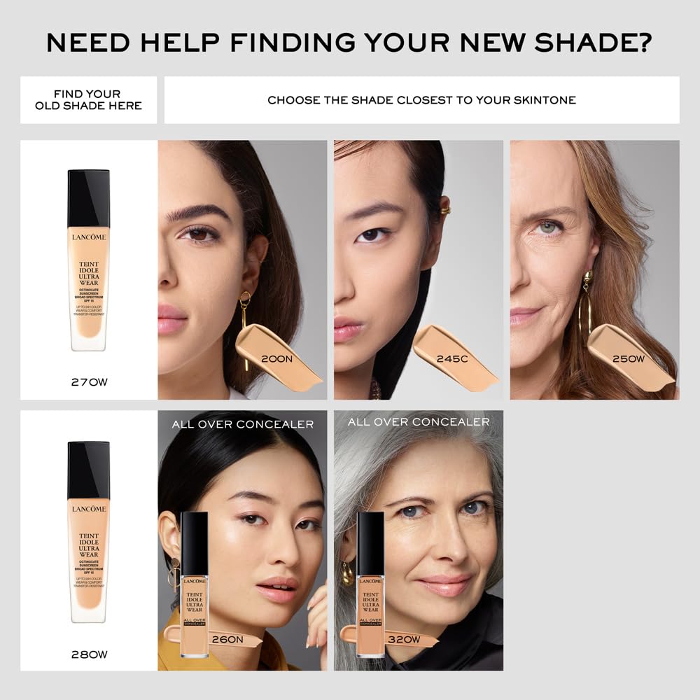 Lancôme Teint Idole Ultra Wear Buildable Full Coverage Foundation - Longwear & Waterproof - Natural Matte Finish - 300N (Medium Skin with Neutral/Peachy Undertones), 1 Fl Oz