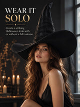 UQJE Women's Witch Hat, Oversized Mesh Halloween Costume Hat, Black, 24in