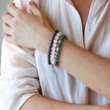 FIRAZIO 12Pcs Natural Stone Beaded Bracelets for Women Men Semi-Precious Gemstones Bracelets Crystal Bracelet Unisex Adjustable Stretch Bracelets (8MM)