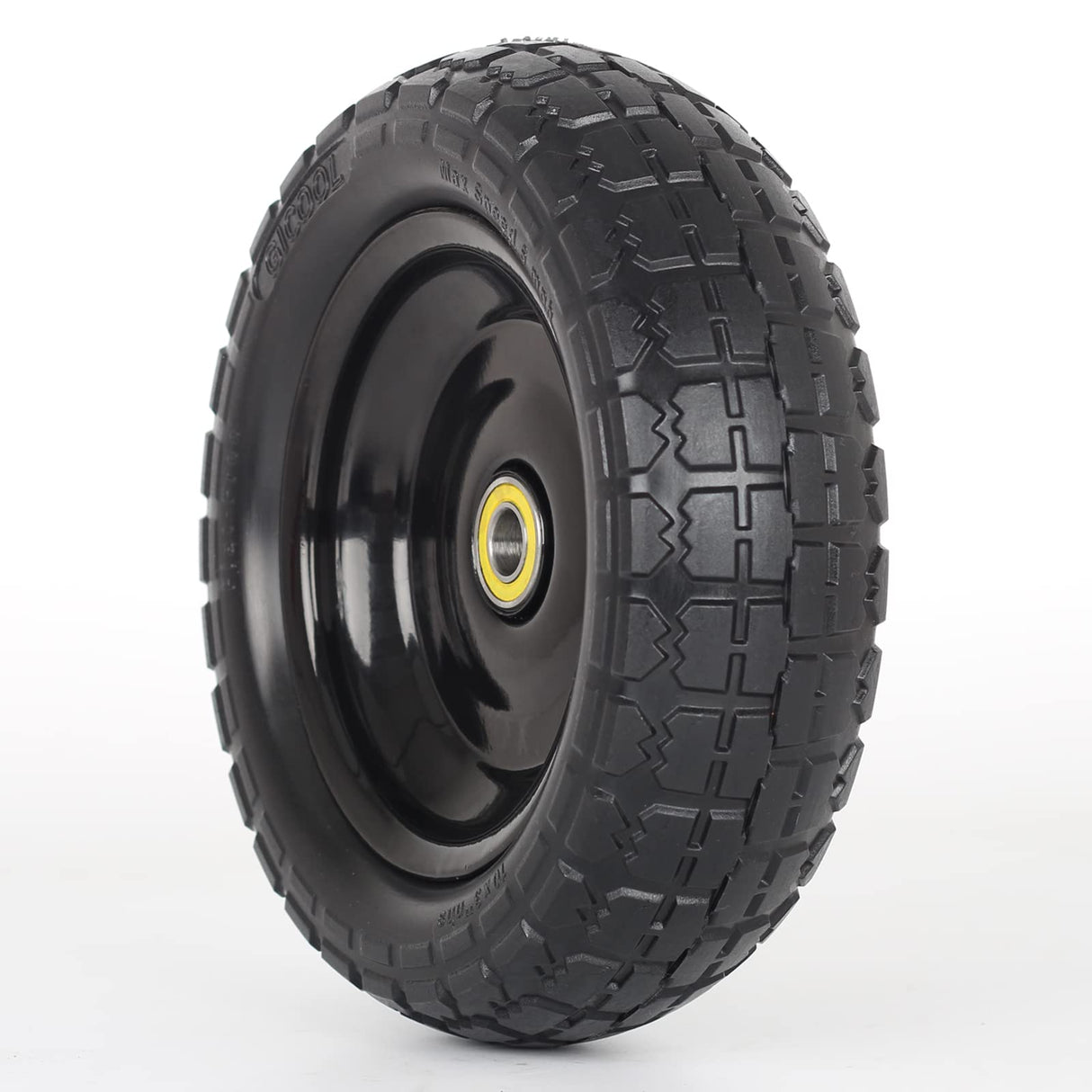 GICOOL 10" Flat-Free Solid Tire and Wheel Replacement 4.10/3.50-4, with 5/8" Axle Bore Hole, 2.2" Offset Hub, Compatible with Hand Truck Tire Garden Wagon Trolley Dolly