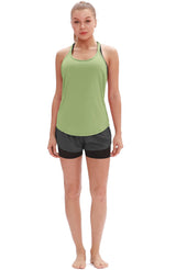 icyzone Workout Tank Tops for Women - Athletic Yoga Tops, T-Back Running Tank Top(Pack of 2) (L, Purple/Pistachio Green)