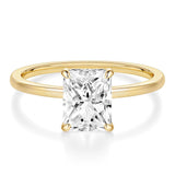 EAMTI 3CT Engagement Rings for Women Radiant Cut CZ Solitaire Promise Wedding Bands Travel Ring 14K Gold Plated Size 7