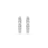 Swarovski Matrix Vittore Mini Hoop Pierced Earrings with White Circle Cut Crystal on a Rhodium Plated Setting with a Hinged Closure