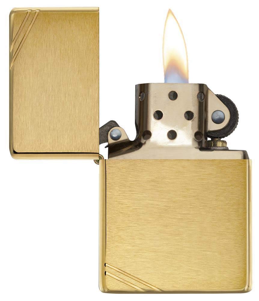 Zippo Vintage Brushed Brass with Slashes Pocket Lighter