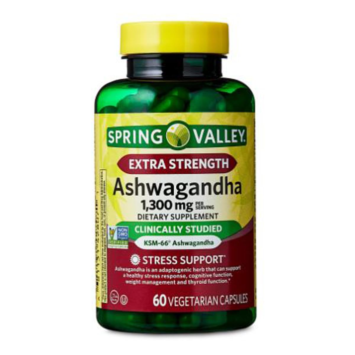 H4U 4 TOP Care Ashwagandha Dietary Supplement, 1300 mg, Stress Relief and Mood Enhancer, 60 Vegetarian Capsules