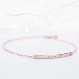 Petite Boutique 16K Gold Your Name Bar Bracelet Personalized gift Gold Plated bar Delicate Hand Stamp Best bridesmaid Wedding Graduation Gift