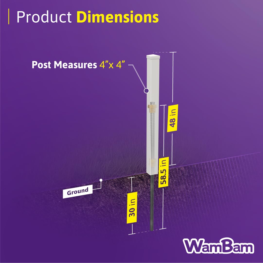 WamBam 4ft White Vinyl Finishing Post