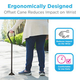 NOVA Sugarcane, Walking Cane with All Terrain Rubber Quad Tip Base and Carrying Strap, Black Design