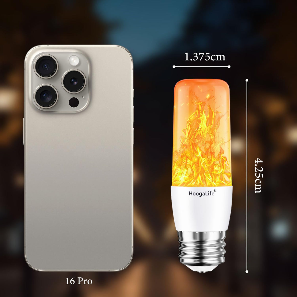 HoogaLife Flame Light Bulbs, Warm Flickering Light Bulbs Effect of Real Fire, E26 Led Flame Light Bulb for Christmas, Halloween, Party Patio Porch Home Holiday Indoor & Outdoor Decorations-2 Pack