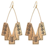 Zealmer Gold Geometric Earrings Statement Vintage Boho Ethnic Earrings Hollow Out Fan Shape Dangle Drop Earrings for Women Birthday Christmas Valentines Day Gift