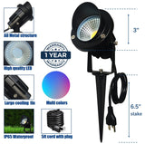 Color LED Outdoor Landscape Spotlight Remote 10W RGB Waterproof Spot Light for Yard Tree Garden Halloween Christmas Lighting, 120V