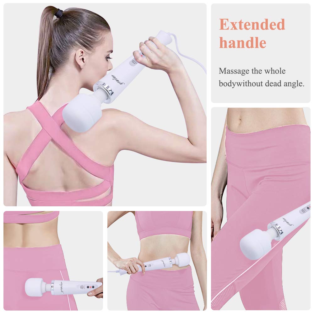 YEVIOR Wired Powerful Handheld Massager with 10 Pulse Settings, Personal Total Body Therapy Massager for Sports Recovery, Muscle Aches, Body Pain (White)