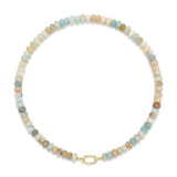 ROISE LADY Amazonite Natural Stone Beaded Necklaces for Women Boho Gemstone Bead Choker Summer Beach Vacation statement Trendy Charm Necklace